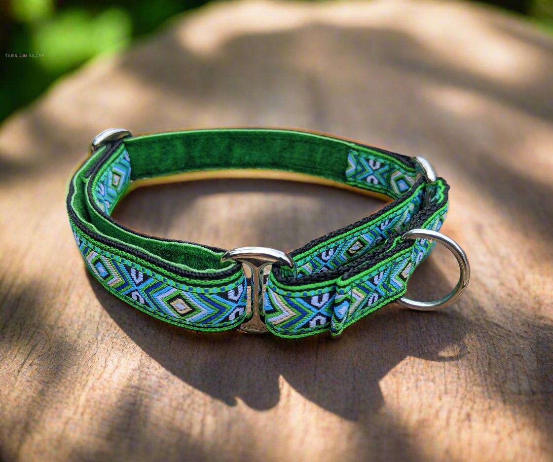 Green/Black Southwestern Tribal 20mm Martingale Collar