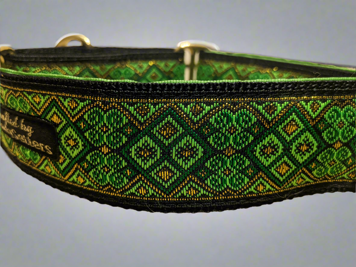 Emerald/Gold Mosaic Pattern 38mm Martingale Collar (Brass)