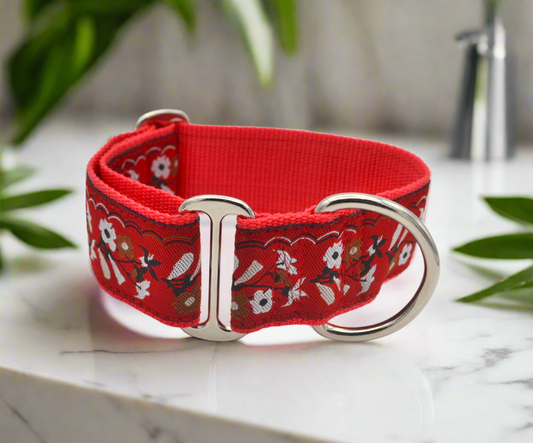 Red Floral House Collar 11-15.5"