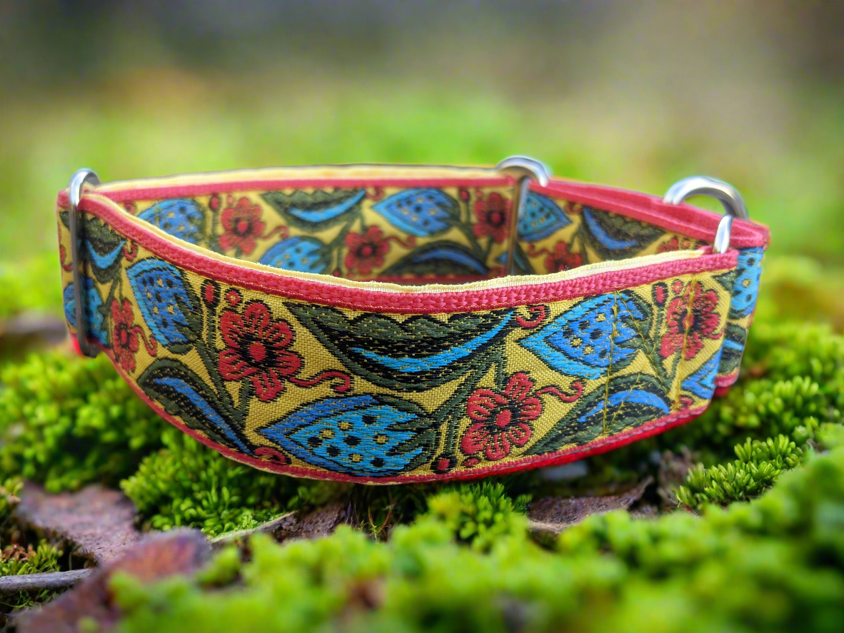 Yellow/Red Floral Pattern 38mm Martingale Collar