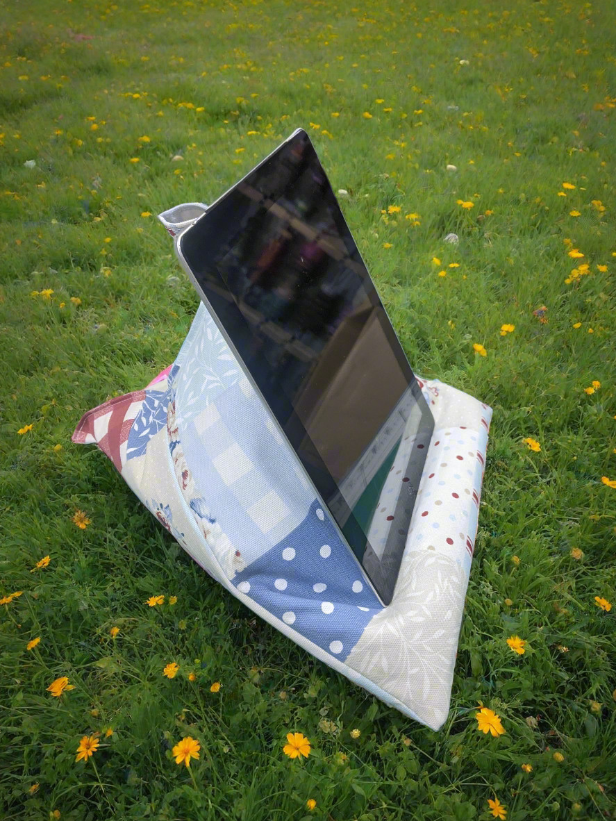 Tablet/Kindle/iPad Bean Bag Cushion Stand- Patchwork