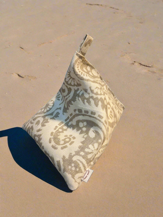 Tablet/Kindle/iPad Bean Bag Cushion Stand- Cream Fossils