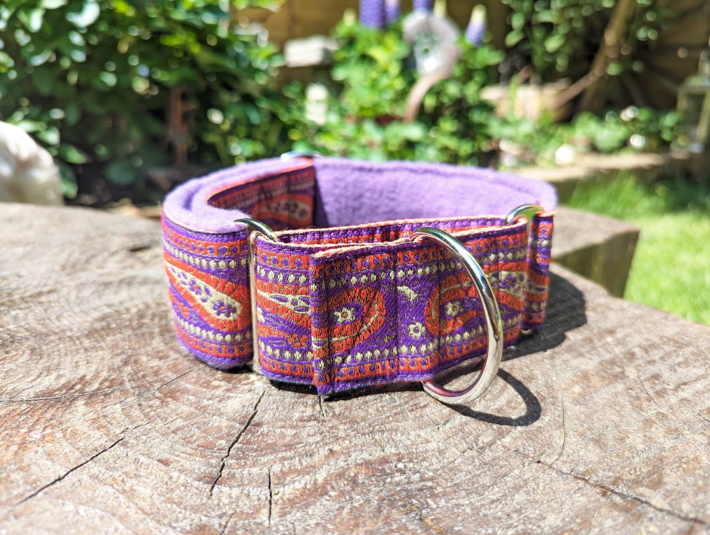 16-23.5" Red/Purple Paisley Pattern 50mm Martingale Collar