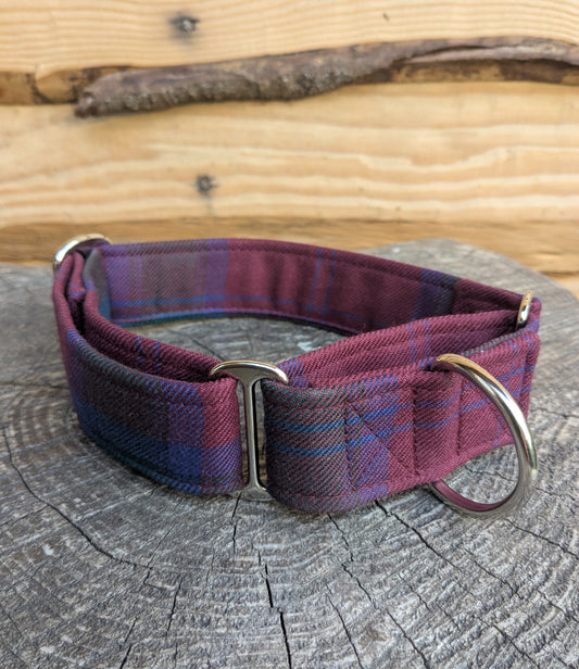 14-22' Burgundy Tartan Martingale Collar