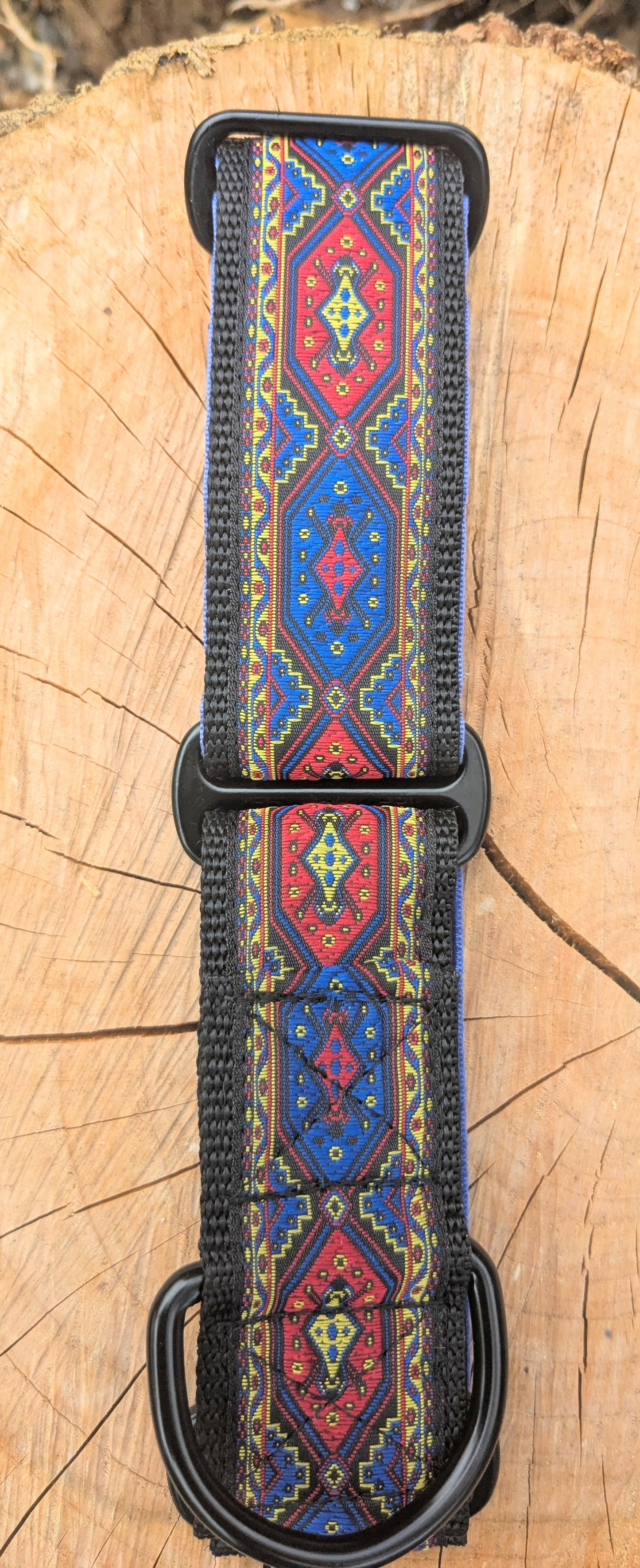 Blue/Red Tribal Pattern 38mm Martingale Collar