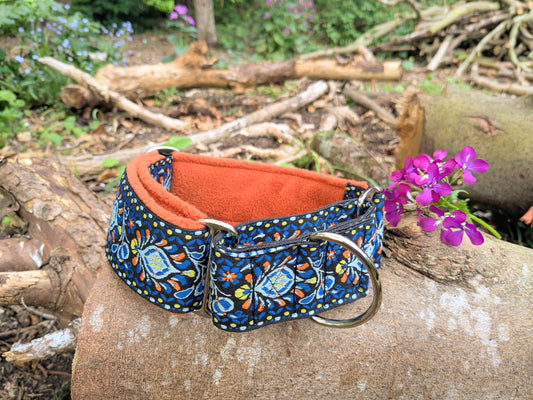 Blue/Russet Woven Pattern 50mm Martingale Collar