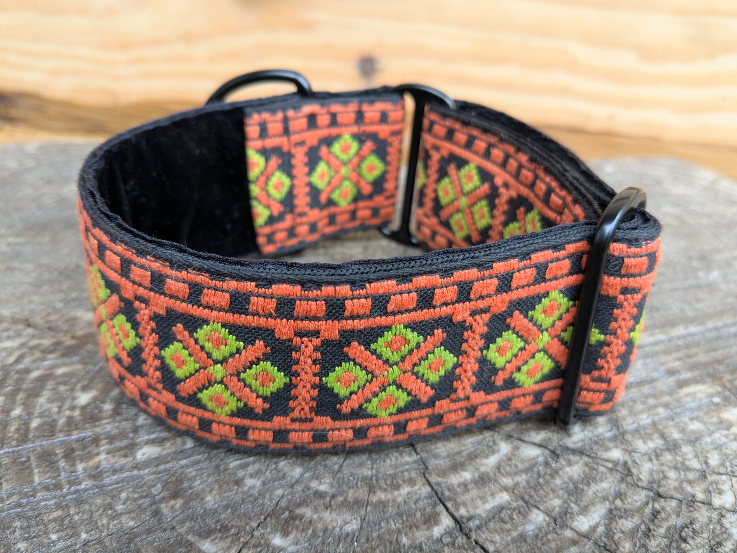Vintage Orange/Black Woven House Collar 10-14"