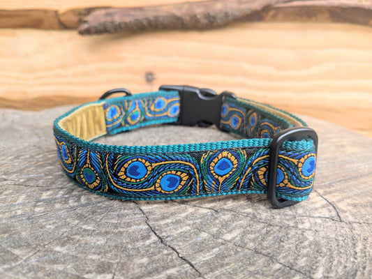 Peacock Feathers Pattern Collar (Green webbing)
