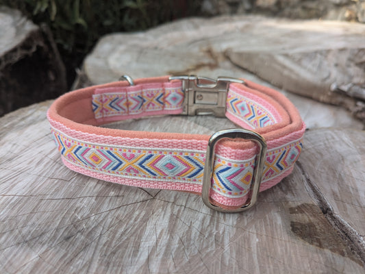 Peach Pink Southwestern Tribal Pattern Collar 25mm