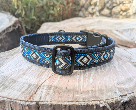 Dark Blue Southwestern Tribal Pattern Collar 25mm