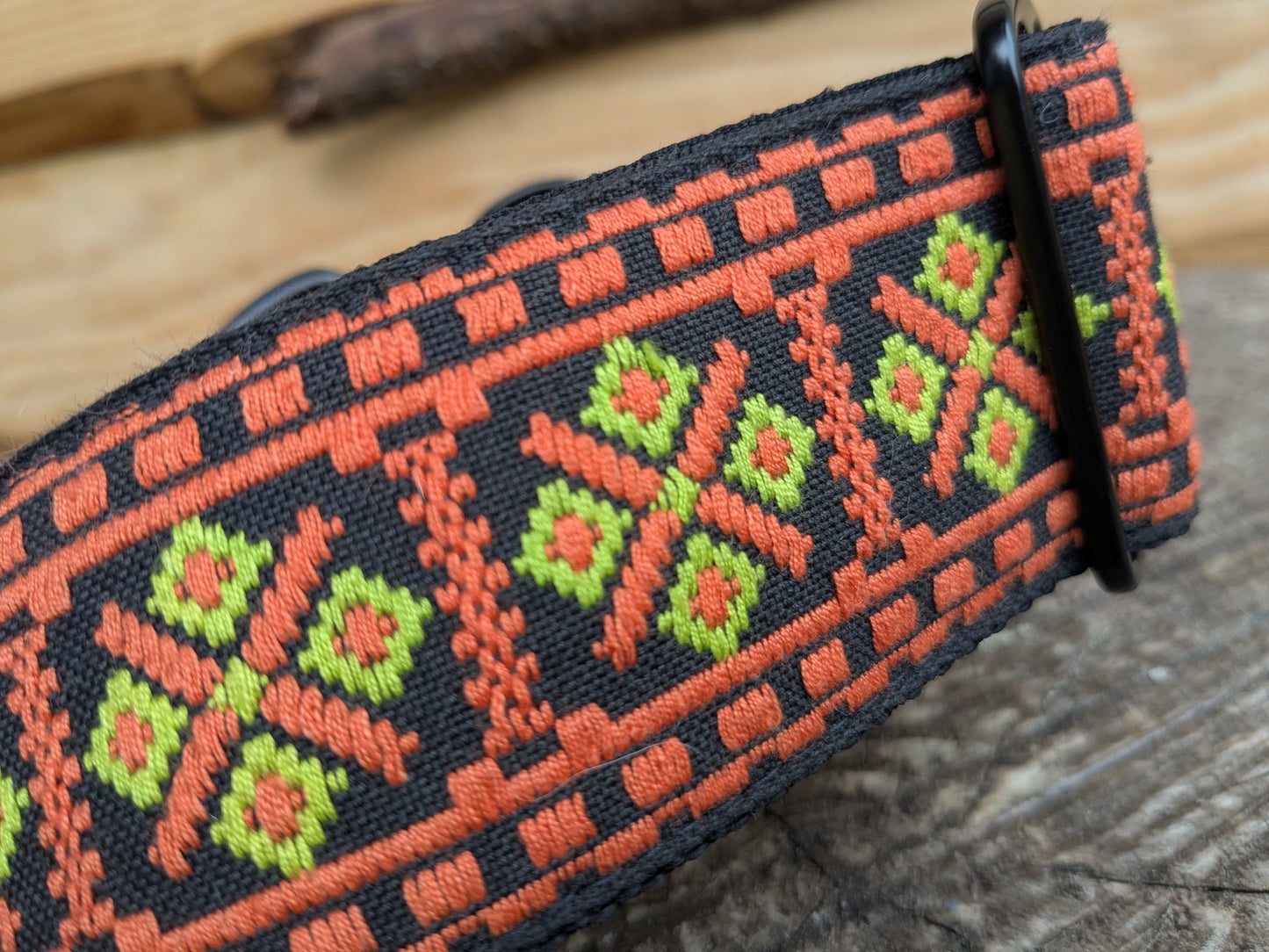 Vintage Orange/Black Woven House Collar 10-14"
