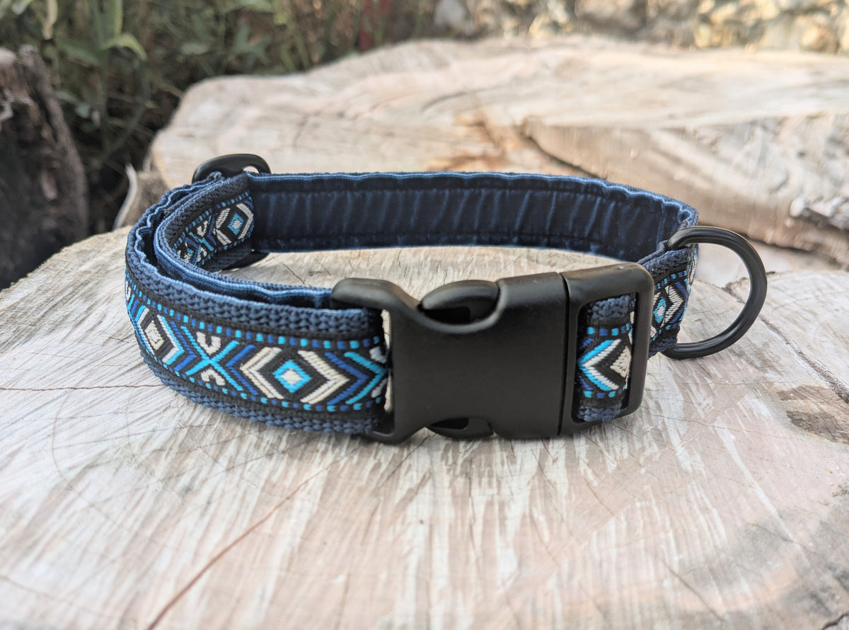Dark Blue Southwestern Tribal Pattern Collar 25mm