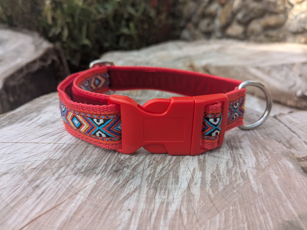 Red Southwestern Tribal Pattern Collar 25mm