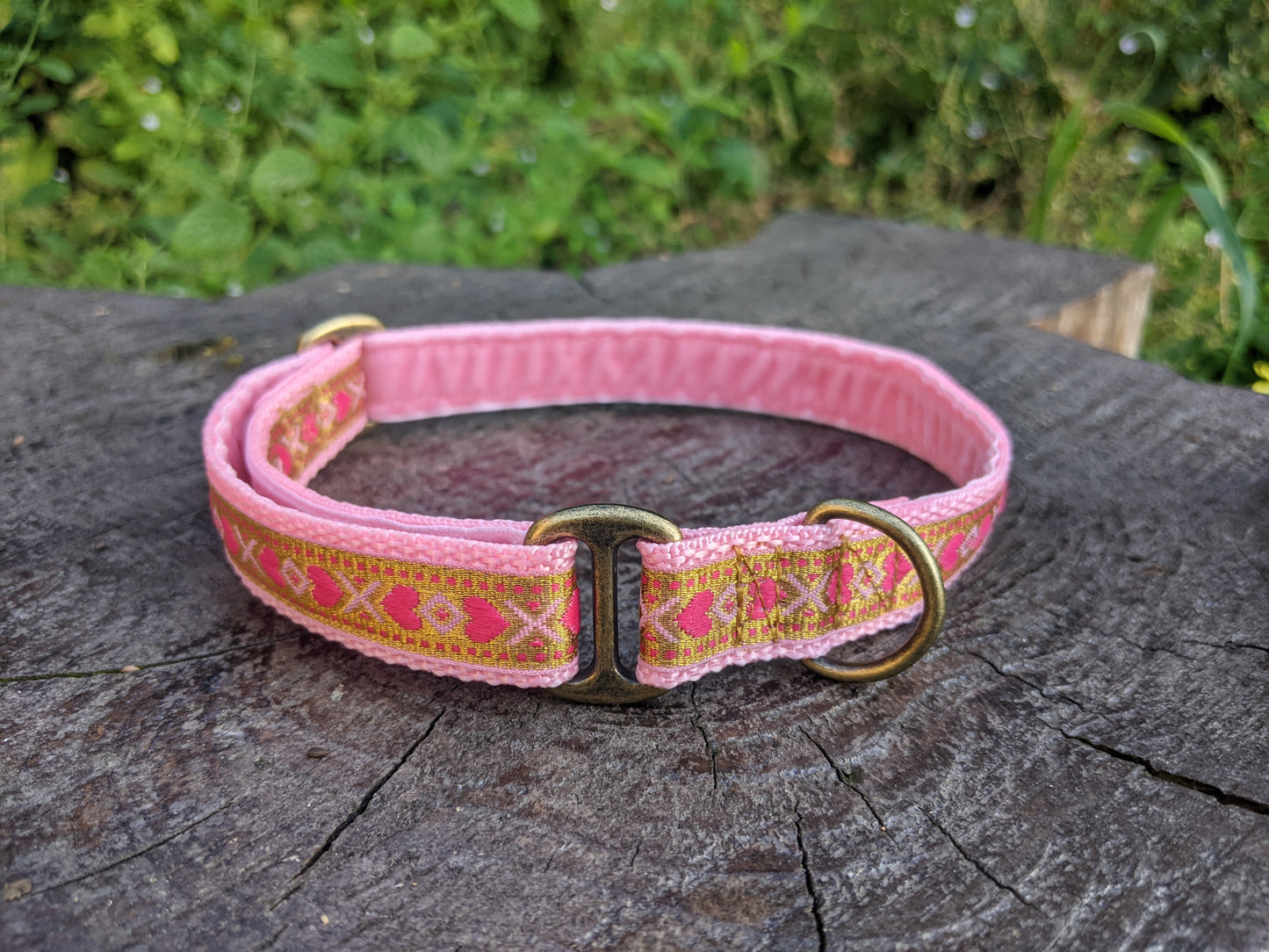 Pink/Gold Hearts Pattern House Collar