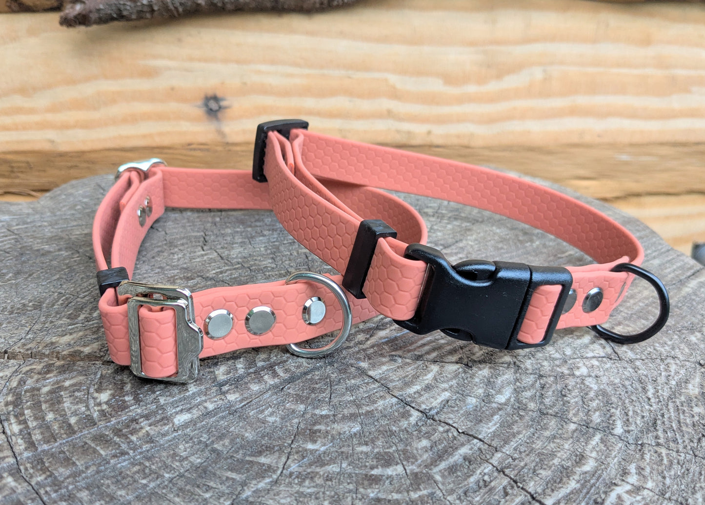 Apricot Brandy Waterproof Coated Webbing Buckle Collar 20mm