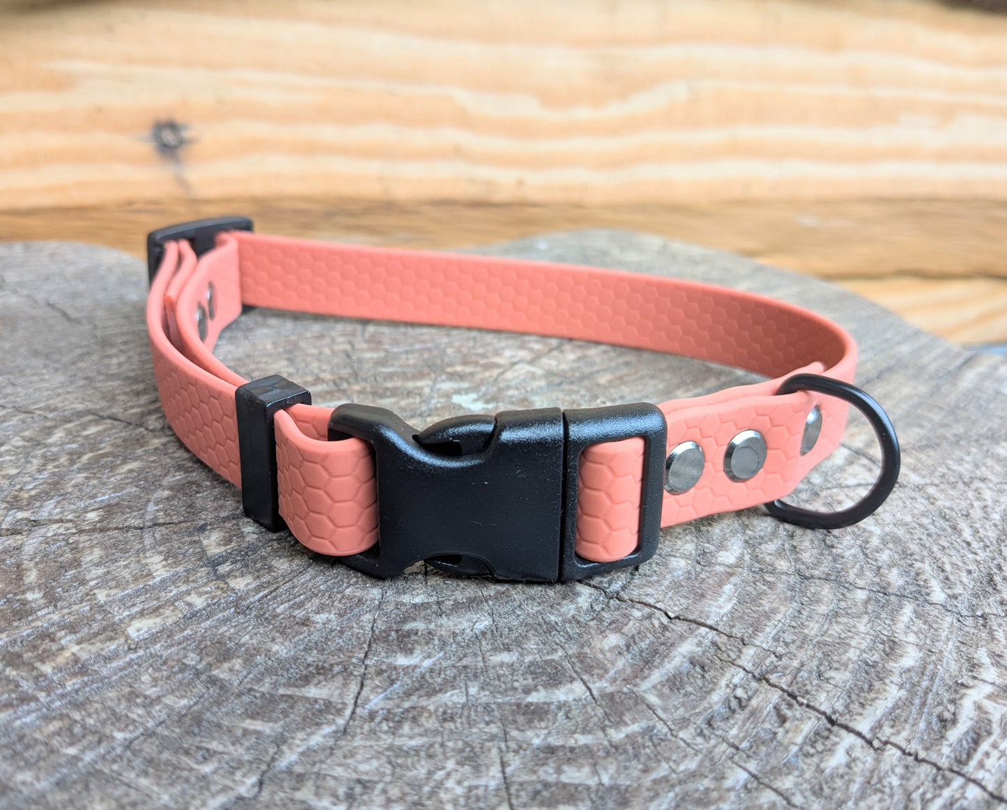 Apricot Brandy Waterproof Coated Webbing Buckle Collar 20mm