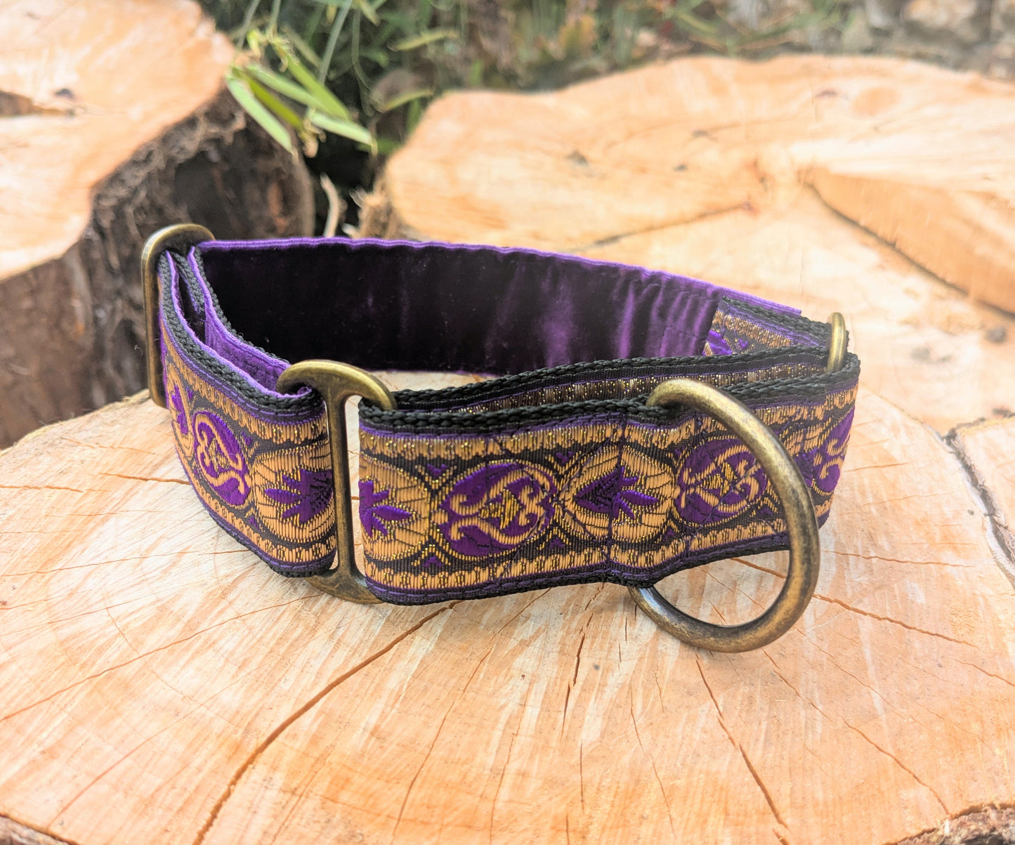 Purple/Gold Brocade Pattern 38mm Martingale Collar