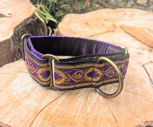 Purple/Gold Brocade Pattern 38mm Martingale Collar