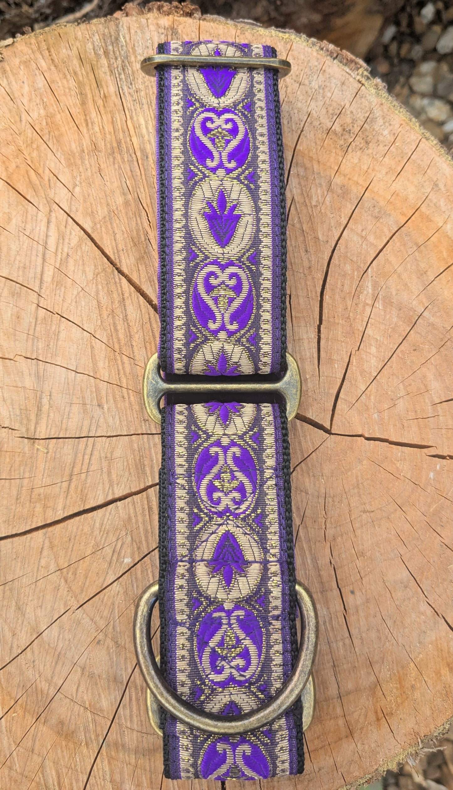 Purple/Gold Brocade Pattern 38mm Martingale Collar