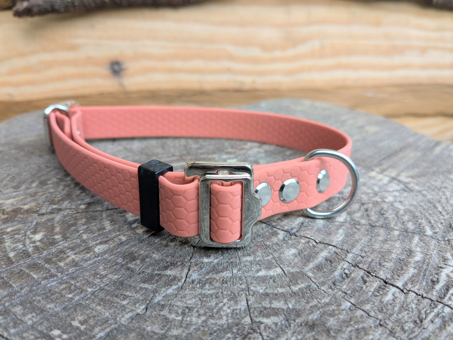 Apricot Brandy Waterproof Coated Webbing Buckle Collar 20mm