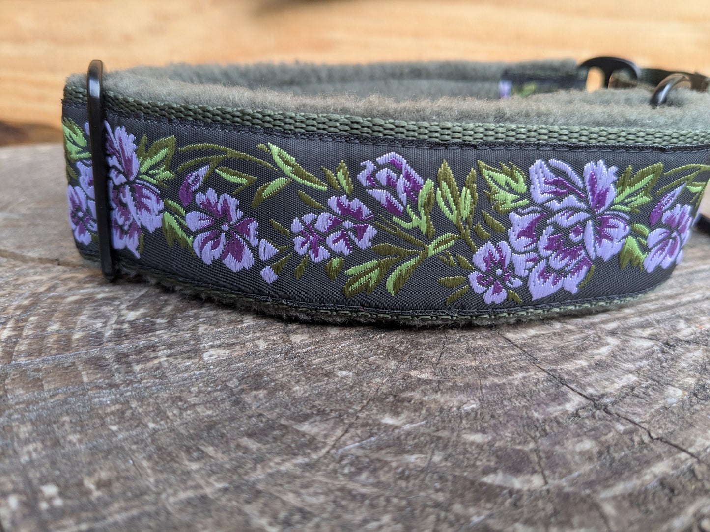 Purple/Green Floral Pattern 38mm Martingale Collar