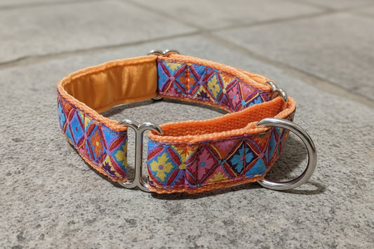 10-13" Antwerp Flowers On Orange 25mm Martingale Collar