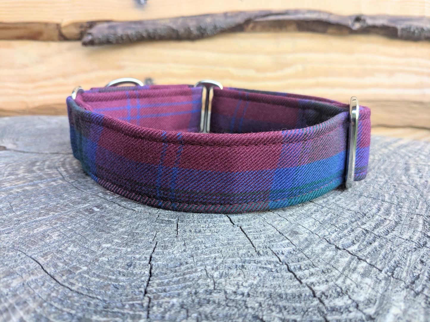 14-22' Burgundy Tartan Martingale Collar