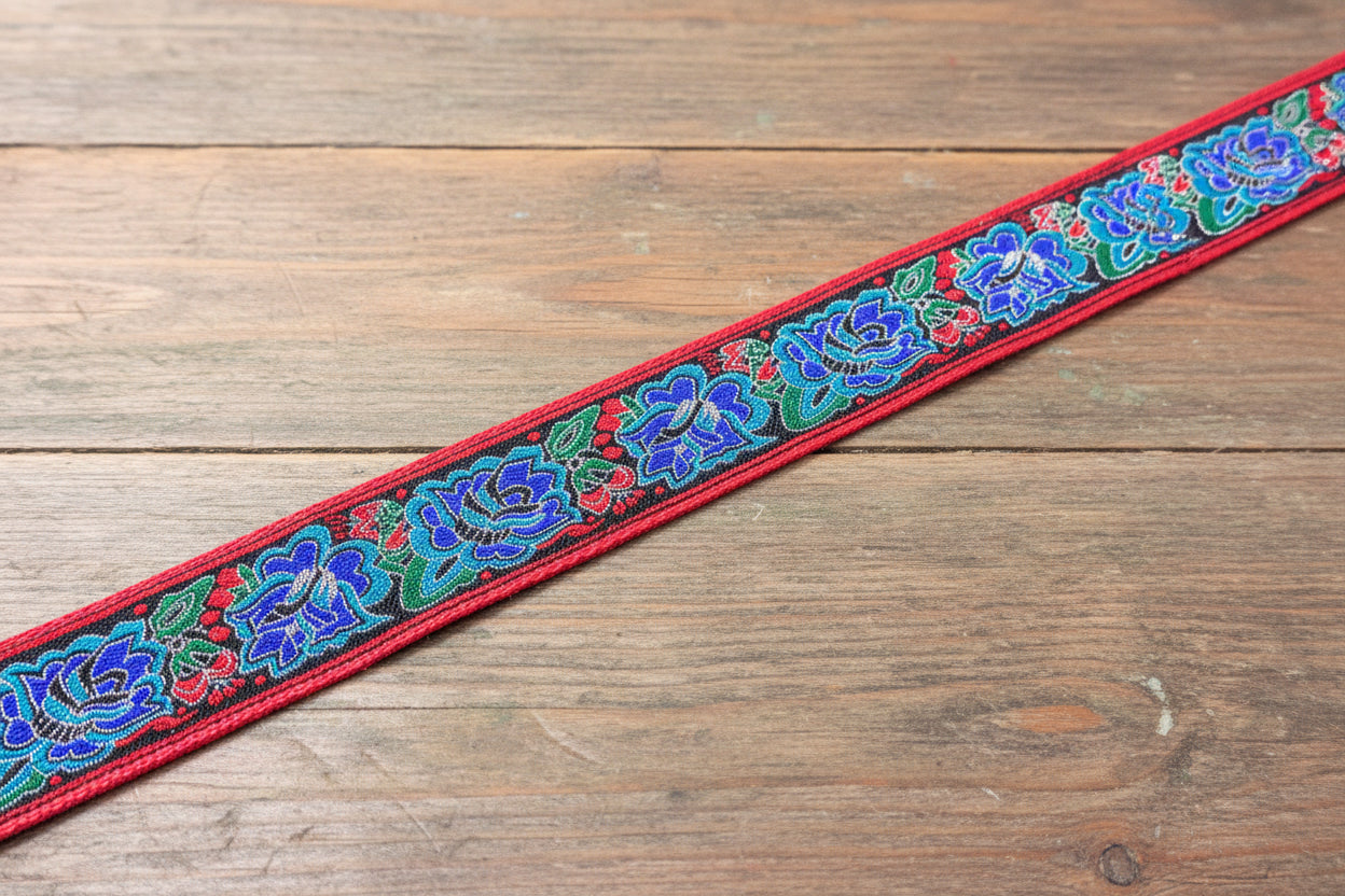 Blue/Red Rose Pattern 38mm Martingale Collar