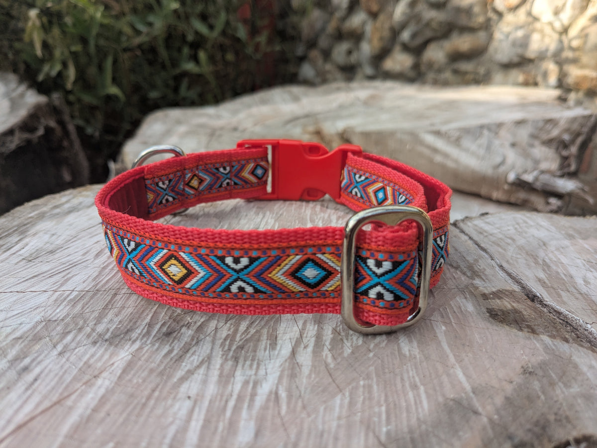 Red Southwestern Tribal Pattern Collar 25mm