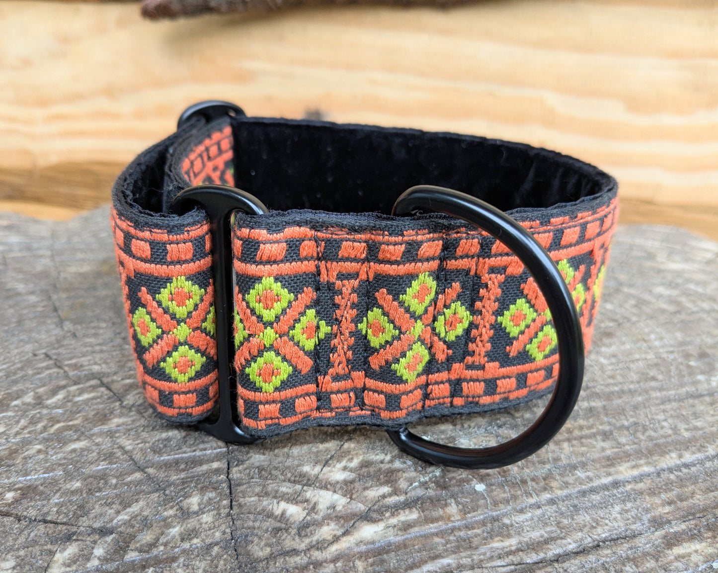 Vintage Orange/Black Woven House Collar 10-14"
